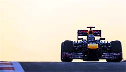 Sebastian Vettel exits the pit lane during the second practice session of the Abu Dhabi F1 on Friday