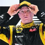 Kimi Raikkonen on the podium