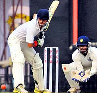 Uday Kaul plays a shot