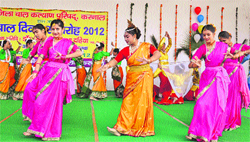 Participants perform during a Children�s Day celebration, organised by Bal Bhawan in Karnal. Tribune photo: Ravi Kumar