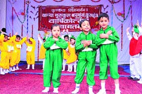 SMALL WONDERS: Students present an item at the annual function of Kanya Gurukul Bachganwan in Kurukshetra