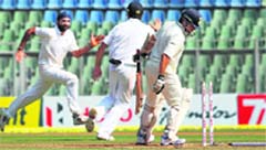Sachin Tendulkar after being dismissed for the 24th time in his 192-Test career by a left-arm spinner, this time by Monty Panesar, on Friday. � PTI