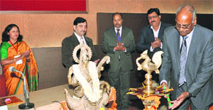 Prof Girish Sahni, director, Institute of Microbial Technology, Chandigarh, inaugurates a conference on �NexGen Biotechnology-Amalgamating Science and Technology� organised by the Department of Biotechnology Engineering, University Institute of Engineering and Technology, Kurukshetra University, by lighting the traditional lamp. 