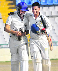 Centurion Jiwanjot Singh and Ravi Inder Singh on Tuesday.