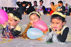 Students of the primary wing of OSDAV School, Kaithal, take part in cultural item