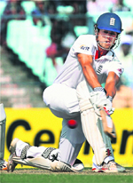 Alastair Cook�s 136* runs were the highlight of the day. � PTI
