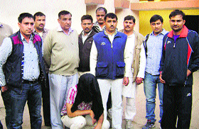 Pradeep, alias Bhola, in police custody at Bahadurgarh police station in Jhajjar.
