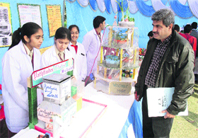 Students display science models at the 3rd annual science exhibition held at Pathfinder Global School, Pataudi, near Rewari, recently.