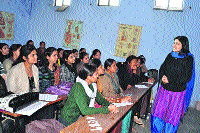 A section of teaching and non-teaching staff members attend a three-day workshop on �Effective Teaching and Personality Development�. The workshop was organised at Arya Kanya Mahavidyalya, Shahabad.