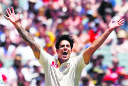 Mitchell Johnson appeals on Wednesday.