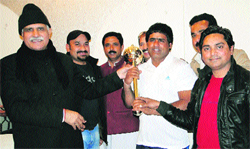 Organisers of a samaroh present a mace to distinguished karateist Vikram Singh in Rewari. Photo by writer