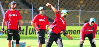 Team India trains ahead of the second Twenty20 match against Pakistan at Motera in Ahmedabad on Thursday. 