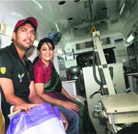 Yuvraj Singh at the inauguration of a mobile cancer screening unit in Kolkata on Wednseday