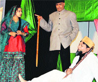 Actors stage a play during a theatre festival at DAV Collage for Girls, Yamunanagar. A Tribune photograph 