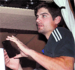 England captain Alistair Cook at Kochi airport on Saturday