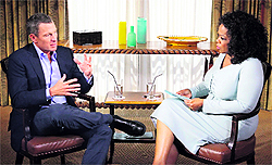 Oprah Winfrey interviews Lance Armstrong in this photo released by the Oprah Winfrey Network