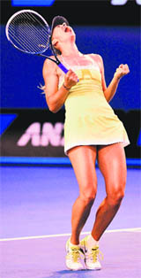 Maria Sharapova celebrates her win over Venus Williams on Friday. 