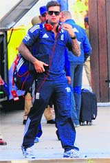 England player on their way to the team hotel on Sunday.