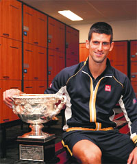 Novak Djokovic with the trophy. 