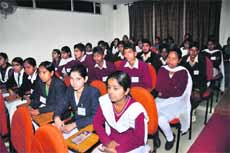 A cross-section of participating students at a two-day Science Quiz contest organised by the Geeta Institute of Management and Technology,
