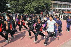 Students in action during the annual athletics meet of the Haryana Agricultural University in Hisar