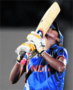 Jhulan Goswami gives a dejected look after her dismissal on Monday.