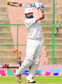 Murali Vijay played some fine cover drives during his 116-run knock for RoI against Mumbai on Day 1 of the Irani Trophy on Wednesday