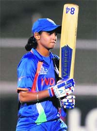 Harmanpreet Kaur after her dismissal against Sri Lanka