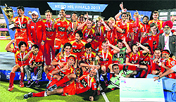 Ranchi Rhinos celebrate after winning the inaugural Hockey India League