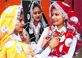 The teaching staff participates in a tug-of-war with students during the annual sports meet of Government College for Women in Karnal