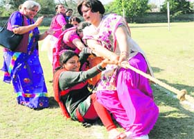 Participants during a cultural function organised by the Jat Education Society at Jat School in Hisar on Thursday