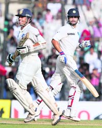 Sachin Tendulkar and Virat Kohli during second day of the first Test in Chennai on Saturday