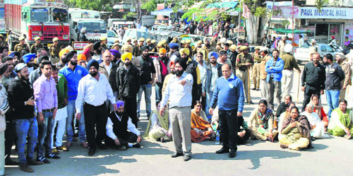 The victim's relatives during a protest in Patiala on Sunday
