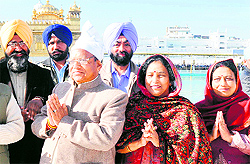 Joginder Pal Jain at the Golden Temple in Amritsar on Friday