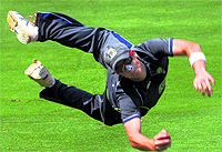 An Australian player during a training session on Friday