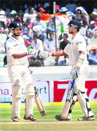 Awesome twosome: C Pujara (162) and Murali Vijay (129) decimated the Australian attack with scintillating centuries as India took complete control of the second cricket Test in Chennai on Sunday