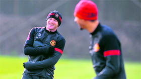 Rooney during a training session in Manchester.