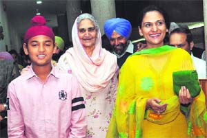 Finance Minister Parminder Singh Dhindsa�s family members in the Vidhan Sabha on Wednesday. 