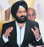 Finance Minister Parminder Singh Dhindsa at a press conference after presenting the Budget on Wednesday.