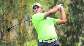 Gaganjeet Bhullar in action during the third round of the Chiangmai Golf Classic.