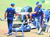 Sachin Tendulkar, Ricky Ponting during a Mumbai Indians net session on Monday