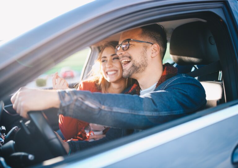 couple in car drive in mexico