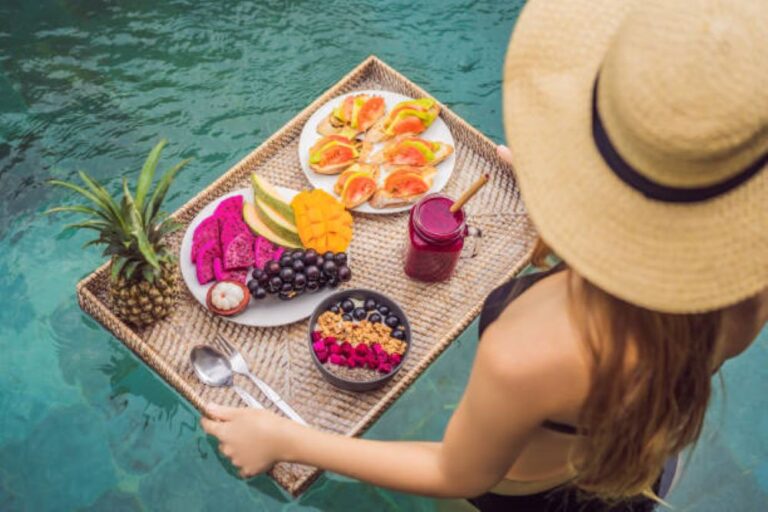 eating healthy in los cabos woman in pool