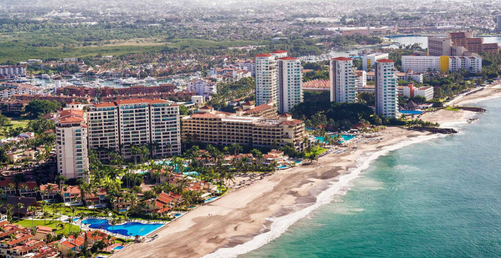 Aerial view of Marina Vallarta beach