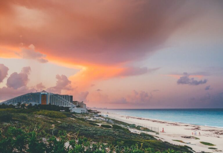 Sunset at Playa Delfines in Cancun