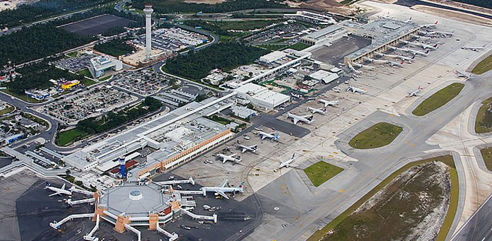 aerial view of cancun airport