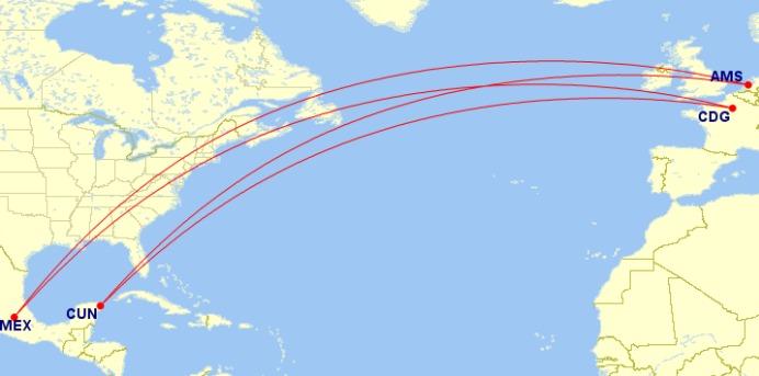 flight map of klm