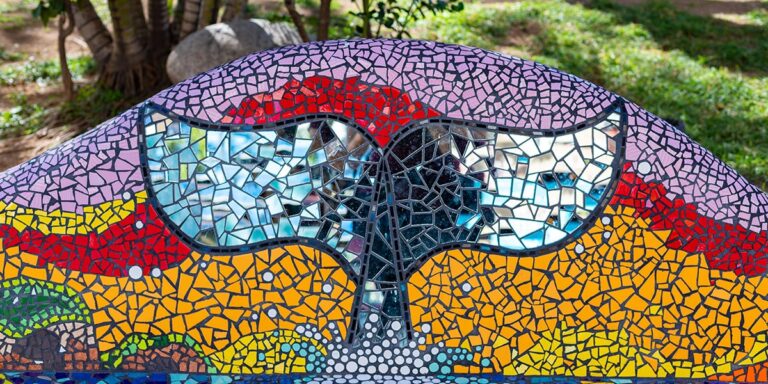 whale tail in mosaic park puerto vallarta