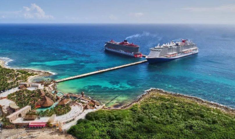 Cruise ship Valiant Lady of the Virgin Voyages at Mahahual dock