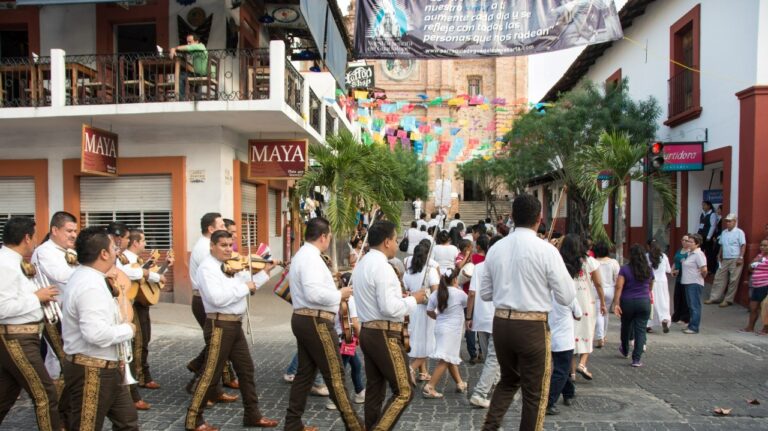 mariachi-marching during-festival-virgin-guadalupe-puerto-vallarta